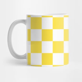 Checks and Swirls in Lemon Yellow and White Mug